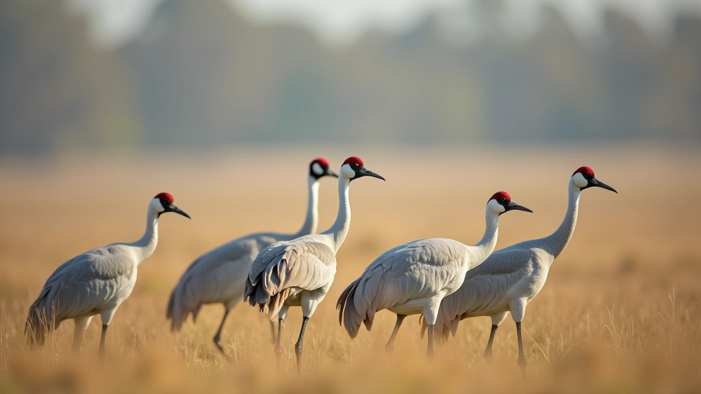 Żurawie w naturalnym siedlisku torfowiska